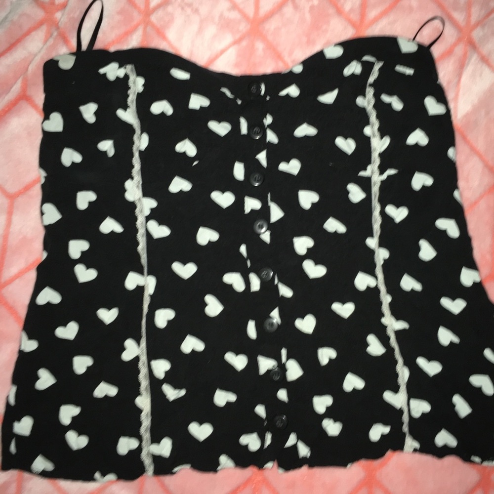 Black and White Heart Polka Dot Top